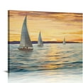 thumbnail image 1 of Creowell Coastal Framed  Wall Art: Ocean Painting Art Sail Boats Artwork Decor Sunset Seascape Picture Prints for Bedroom 20x16 in/16x12 in, 1 of 4