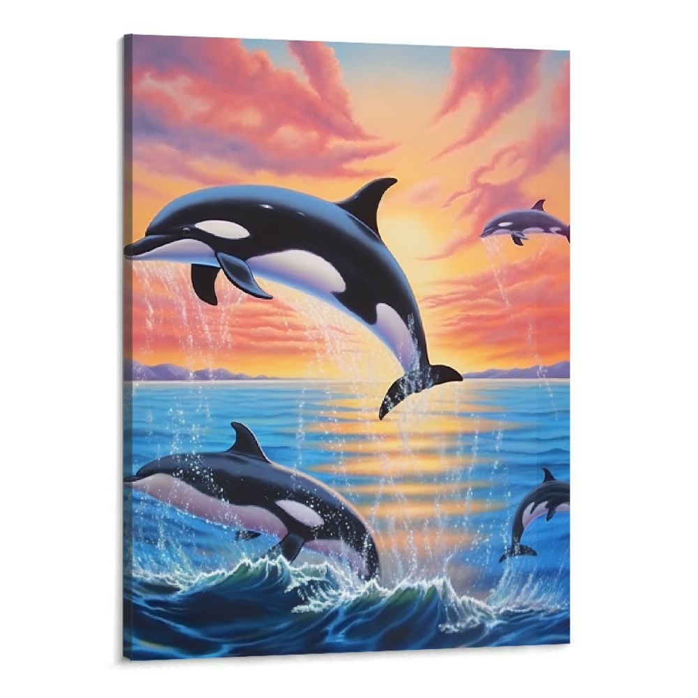 Creowell Coastal Whale Decor Wall Art Ocean Whale Bathroom Wall Art