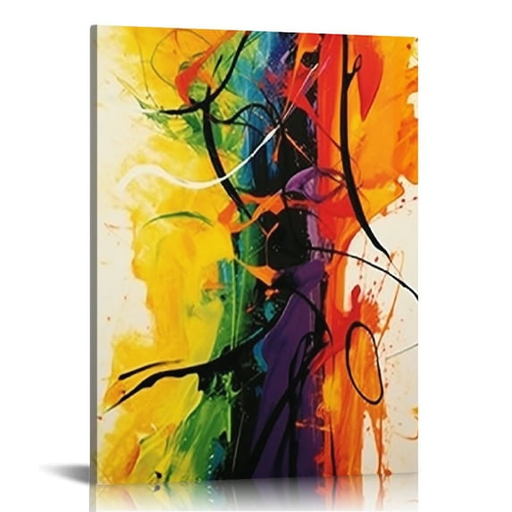 Creowell  Colorful Abstract Heart Oil Paintings on Canvas Wall Art Ready to Hang for Living Room Bedroom Home Office Decorations Stretched and Framed Artwork 16x20 in/12x16 in