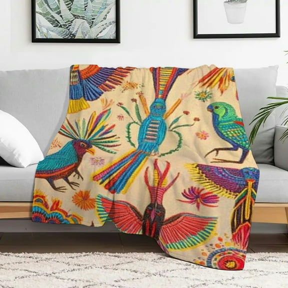 Creowell Colorful Birds Flannel Blankets for Couch Bed Sofa, Warm Cozy Decorative Blanket Gift, Soft and Durable Multifunctional Blanket for Sofas, Travel, Camping, Beds and Chairs 30x40in