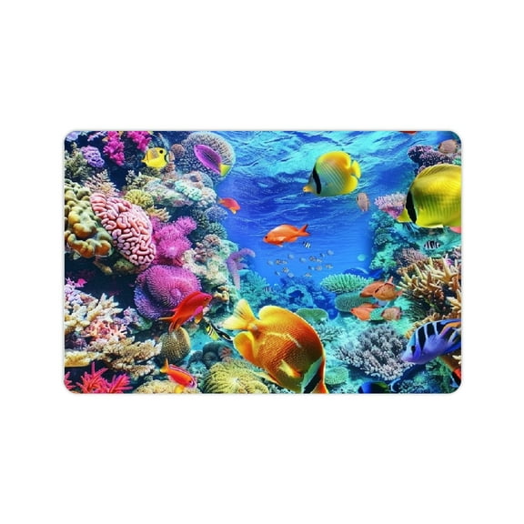 Creowell Colorful Coral Reef Fish Diatom Mud Mat Non-Slip Home Rug 24x16in