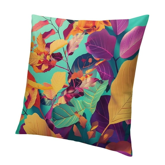 Creowell Colorful Leaves,Printed Throw Pillow Cushion Covers Used for Sofa, Bed, Farmhouse, Chair, Dining, Patio, Outdoor, car ,Multicolour