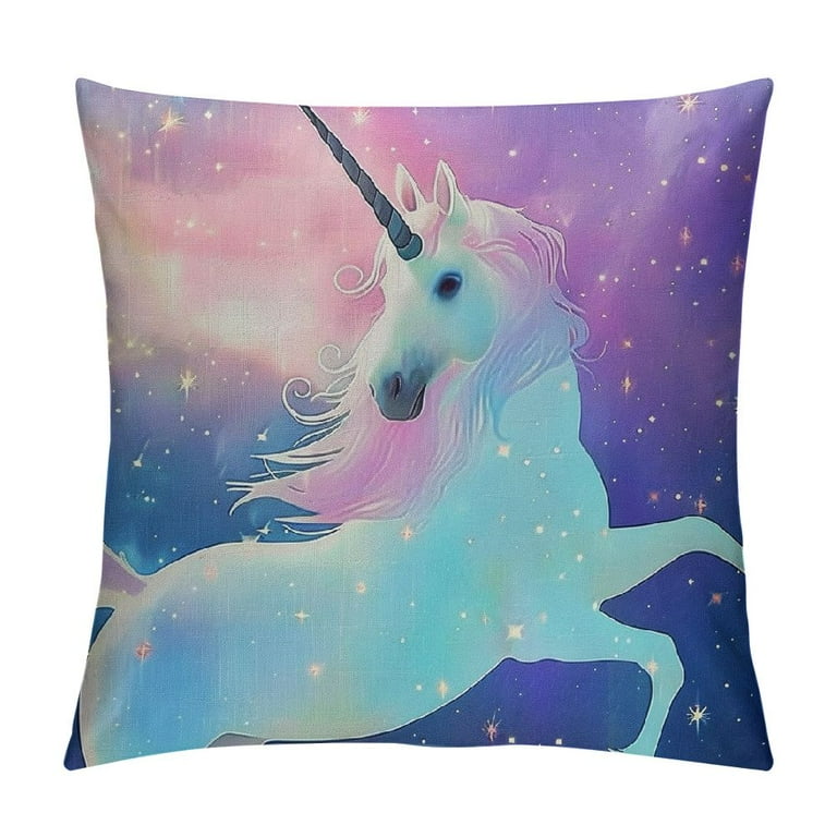 Creowell Colorful Magical Unicorn Pillow Cover Multi Size Decorative Couch Pillow Cover for Sofa Cushion Case Indoor Outdoor Home Decoration