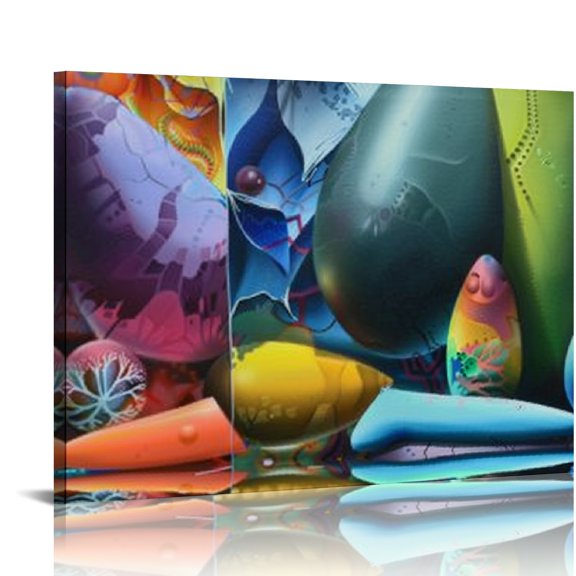 Creowell Colorful Objects Wall Decor Canvas Art Ready To Hang 16x12in