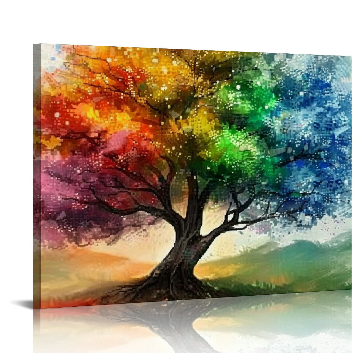 Creowell Colorful Tree Painting Canvas Wall Art Abstract Spring Summer ...