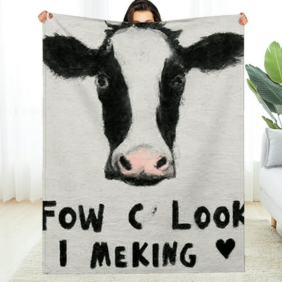 Creowell Cow Funny Saying Fuzzy Fluffy Soft Cozy Blanket All-Season 30*40in