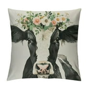 Creowell Cow Greenery Eucalyptus Throw Pillow Covers Multi Size Outdoor Spring Summer Decor Country Farmhouse Lumbar Decorative Throw Pillows Cases Decorations for Couch Sofa Living Room