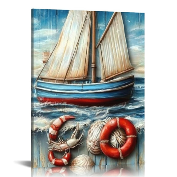 Creowell Crab Shellfish Canvas Wall Art Decor for Home Living Room Bedroom Office, Perfect Gift for Wedding Anniversary Christmas, Framed Artwork for Wall Decor 16x20in