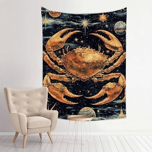 Creowell Crab Stars Planets Tapestry Home Decor 100% Polyester Wall Hanging 30x40in