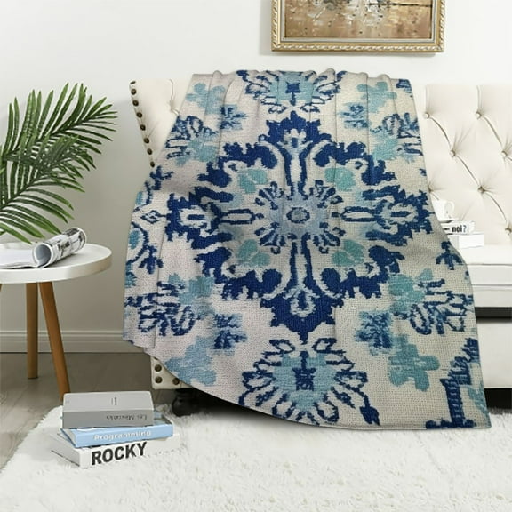 Creowell Cross Stitch Print Throw Blanket Lightweight Soft Blanket for Bed, Couch, Car - Kids and Adults 40x50in