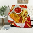thumbnail image 1 of Creowell Custom Chicken Nuggets French Fries Blanket Throw Super Soft and Cozy Blankets for Home Decoration, Couch, Bed, Sofa Small for Kids for All Seasons  60x80in, 1 of 6