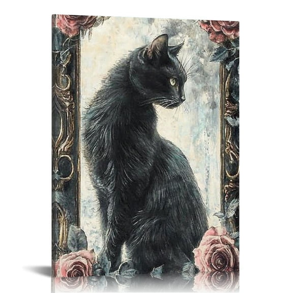 Creowell Cute Cat Canvas Wall Art Decor for Home Living Room Bathroom Bedroom Office, Perfect Gift for Mother's Day 16x20in