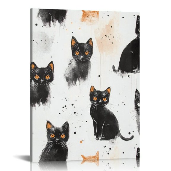 Creowell Cute Cat Canvas Wall Art for Home Decor, Living Room, Bathroom, Bedroom, Office - Perfect Gift Idea for Various Occasions 12x16in