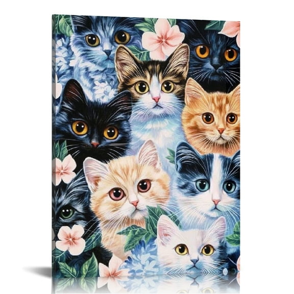 Creowell Cute Cat Canvas Wall Art for Home Decor, Living Room, Bathroom, Bedroom, Office - Perfect Gift Idea for Various Occasions 12x16in