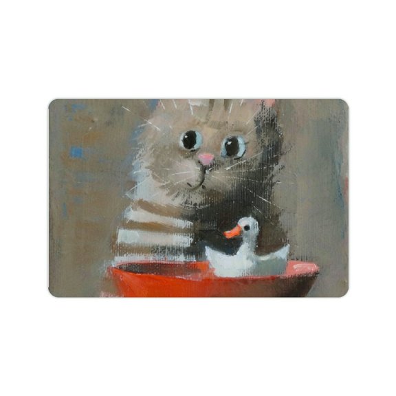 Creowell Cute Cat Diatom Mud Mats Non-Slip Quick Drying Home Decor 24x16in