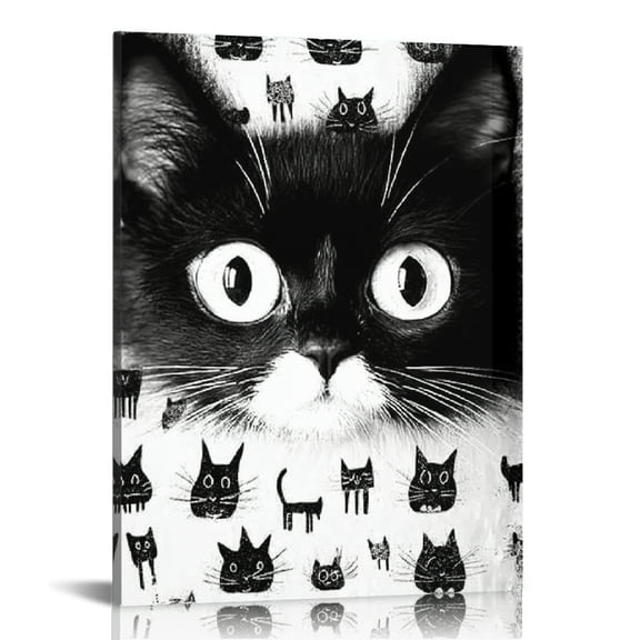 Creowell Cute Cat Wall Decor Ready to Hang for Bathroom Bedroom Kitchen Mother's Day Home Office - Perfect Gift Idea for Home Decor 12x16in
