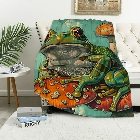 Creowell Cute Frog Blanket Gifts for Frog Lovers Soft Frog Mushroom Throw Blanket for Couch Sofa Bed Cozy Fuzzy Cute Frog Blankets Adults Kids Teens Frog Gifts  40x50in