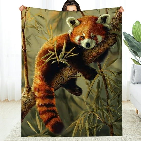 Creowell Cute Red Panda Blanket - Soft Cozy Lightweight Animal Throw Blanket for Adults Kids Boys Girls, Warm Fluffy Fuzzy Blankets for Couch, Bed, Travel, Outdoor Use, Home Decor   30*40in