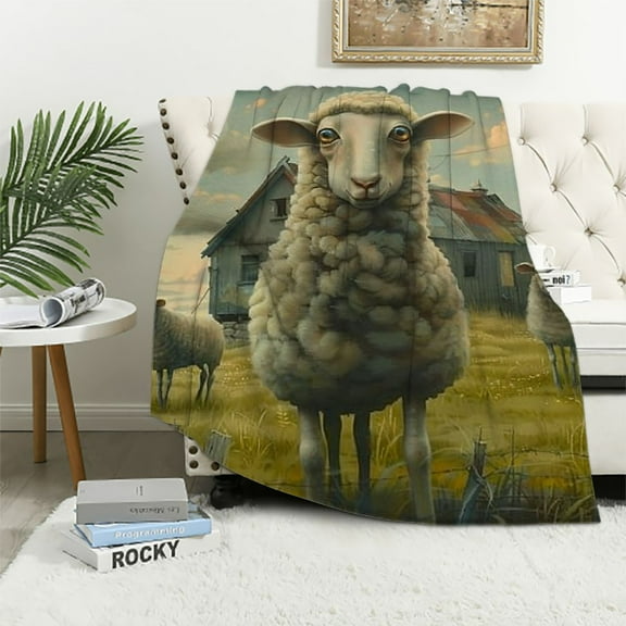Creowell Cute Sheep Blanket, 3D Printed Flannel Throw Blanket,Super Soft Cozy Fuzzy Warm Throws,for Nap Blanket, Couch and House Decor Gift Idea 40x50in