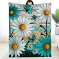 thumbnail image 1 of Creowell Daisies Butterflies Folk Art Flannel Blanket, Lightweight Multi-Purpose 60*80in, 1 of 7