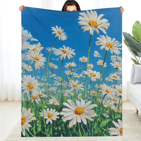 Creowell Daisy Blanket, Ultra-Soft & Warm, Multicolor, Floral Pattern, Throw Blanket, Perfect for Reading, Napping, Camping, Travel 30*40in