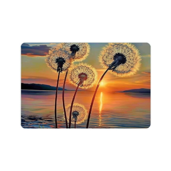 Creowell Dandelions Sunset Lake Diatom Mud Bath Mat Non-Slip 24x16in