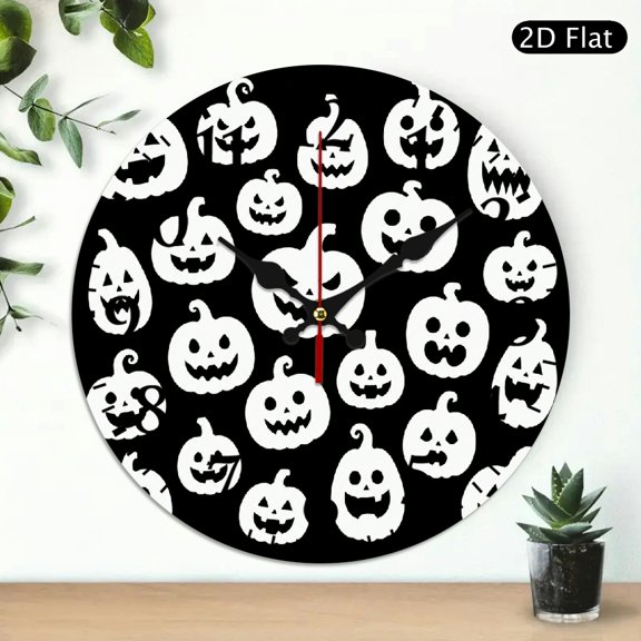 Creowell    Decor Gift, White Jack O Lantern Silhouette Set Print, Battery Operated (AA Not Included) Silent Mechanical Movement - Lobby Corridor Dining Room Bedroom Office Classroom