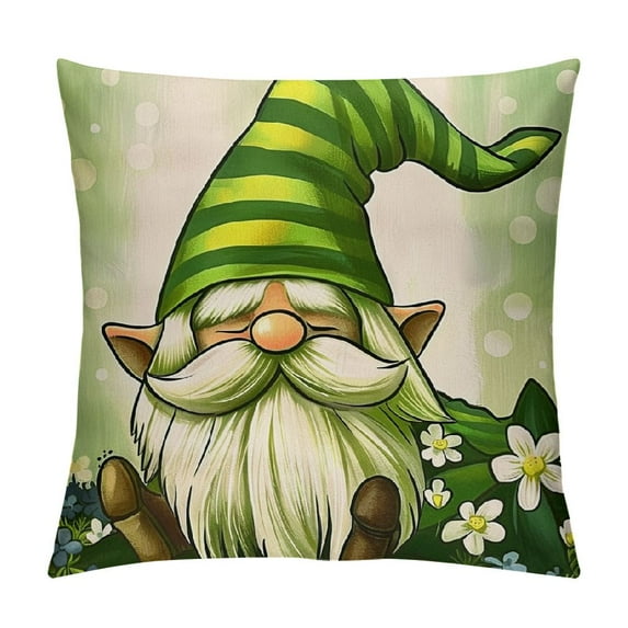Creowell  Decorative Hello Spring Throw Pillow Covers Square Double Printed Pillow Cases Farmhouse Floral Green Striped Couch Pillow Covers for Home Decorations，Multi-Size