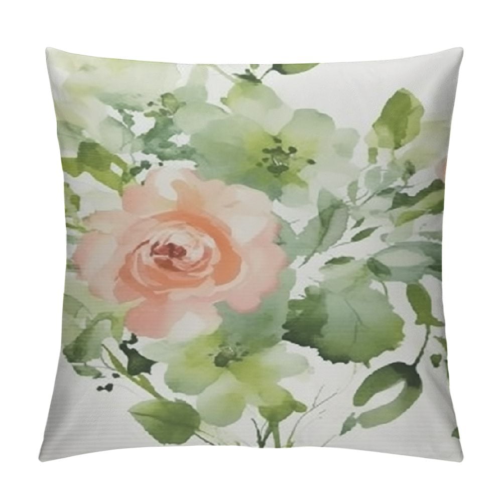 Creowell Decorative Pillowcases Pink Blue and Green Peaches and Cream