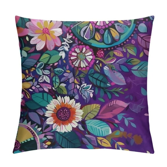 Creowell Decorative Square Throw Pillow Covers Mandala Multicolor Couch Sofa Bed Pillow Covers Cushion Cases 12x12in