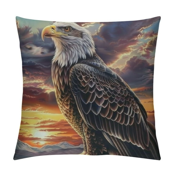 Creowell Decorative Throw Pillow Covers Square Pillow Covers for Sofa Eagle Double Sided Throw Pillow Cases Soft Plush Decorative Cushion Cover for Living Room 12x12in