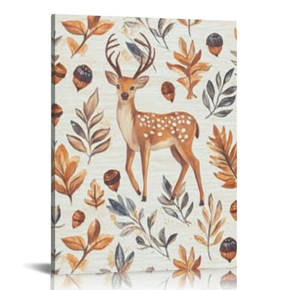 Creowell Deer Acorns Pattern Art Canvas Prints Wall Decor 12x16 16x20in