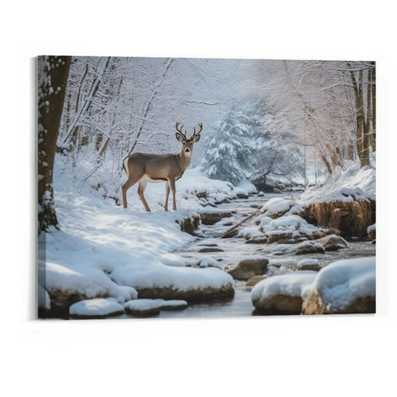 Creowell  Deer Buck Canvas Wall Art Print Canvas Wall Art Print Designs | Modern Artwork for Living Room Decor Gift (Deer Buck 20x16 Inch)