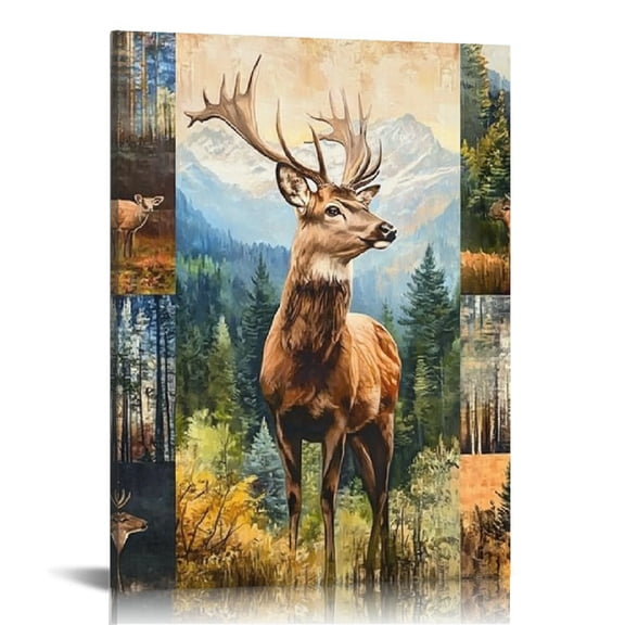 Creowell Deer Mountain Print Canvas Art Modern Home Decor 12x16 12x16in