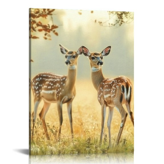 Creowell Deer Trees Field Canvas Prints Wall Art Home Decor Living Room Bathroom Bedroom Office 12x16/16x20 Inches 12x16in