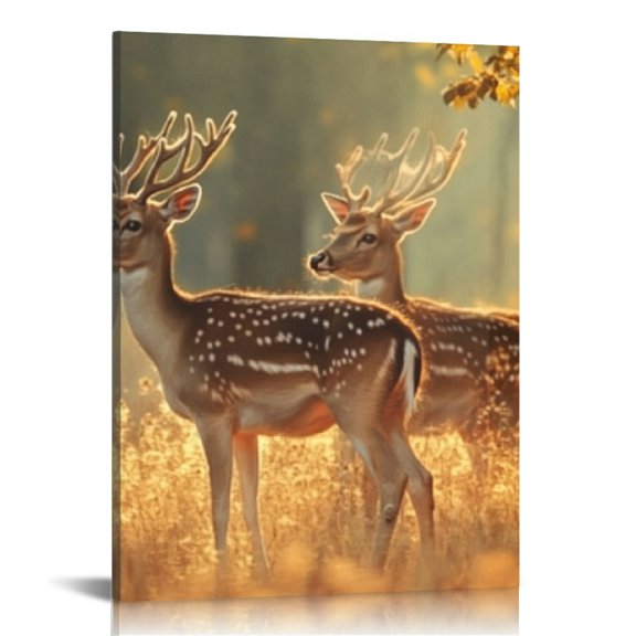 Creowell Deer Trees Field Modern Canvas Prints Wall Decor for Home Living Room Bedroom Office, Ready to Hang Art 12x16in