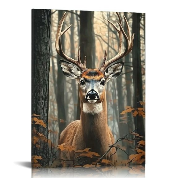 Creowell Deer Trees Ready to Hang Canvas Wall Decor for Home 12x16in