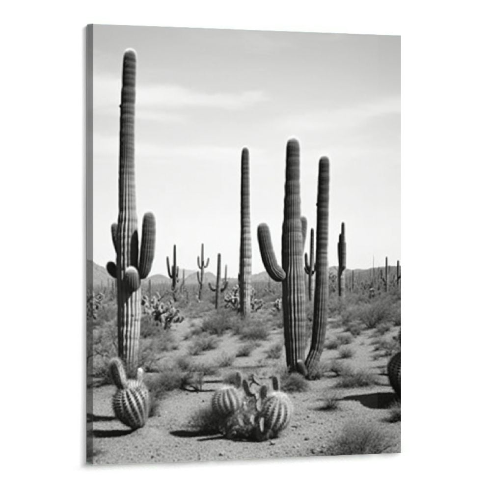 Creowell Desert Landscape Canvas Wall Art Cactus Poster Prints Black ...