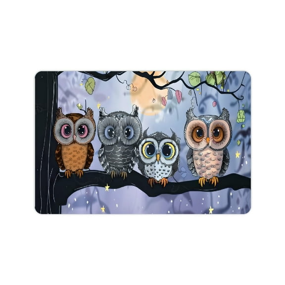 Creowell Diatom Mud Bath Mat Owls Night Tree Branch Non-Slip Home 24x16in