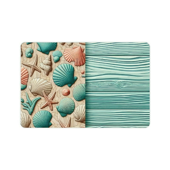 Creowell Diatom Mud Bath Mat Sea Shells Starfish Design Non-Slip 24x16in