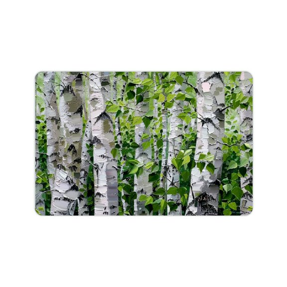 Creowell Diatom Mud Bath Mat Trees Green Leaves White Bark Non-Slip 24x16in
