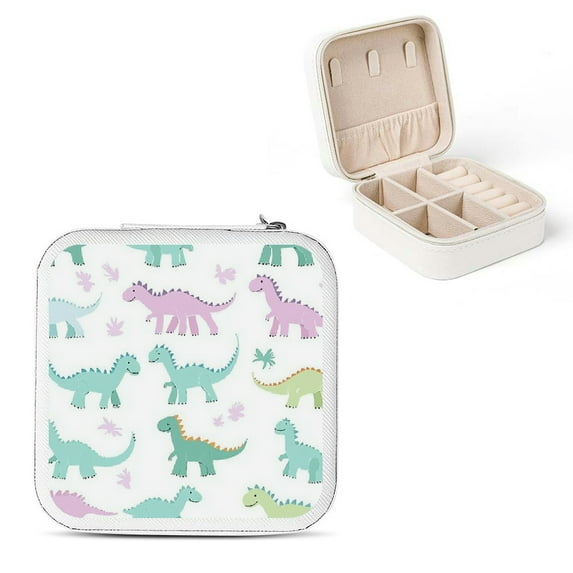 Creowell Dinosaur Jewelry Box Travel Organizer for Necklaces Rings Earrings White