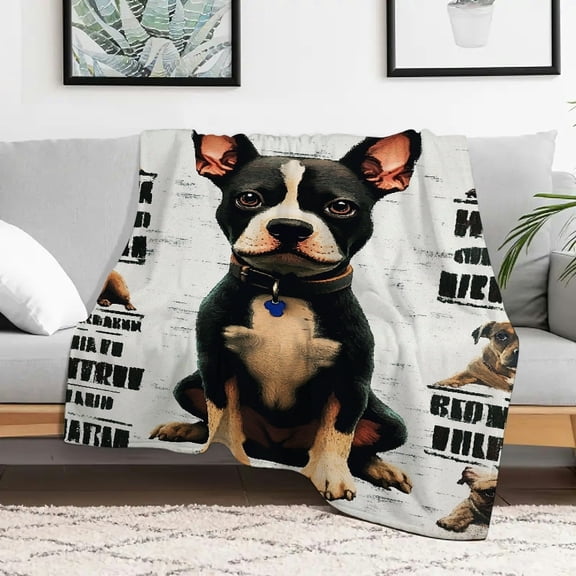Creowell Dogs Mugshot Poster Flannel Blanket Soft Warm Decorative Gift 30x40in