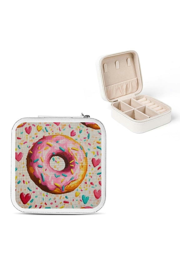 Donut Sprinkles Hearts Jewelry Box for Necklaces Rings Earrings White