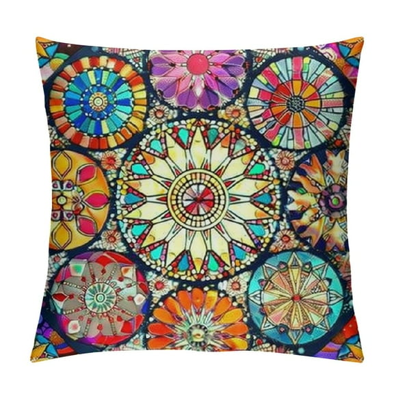Creowell Double Sided Mandala Patterns Hippie Psychedelic Throw Pillow Covers. Multi-Size