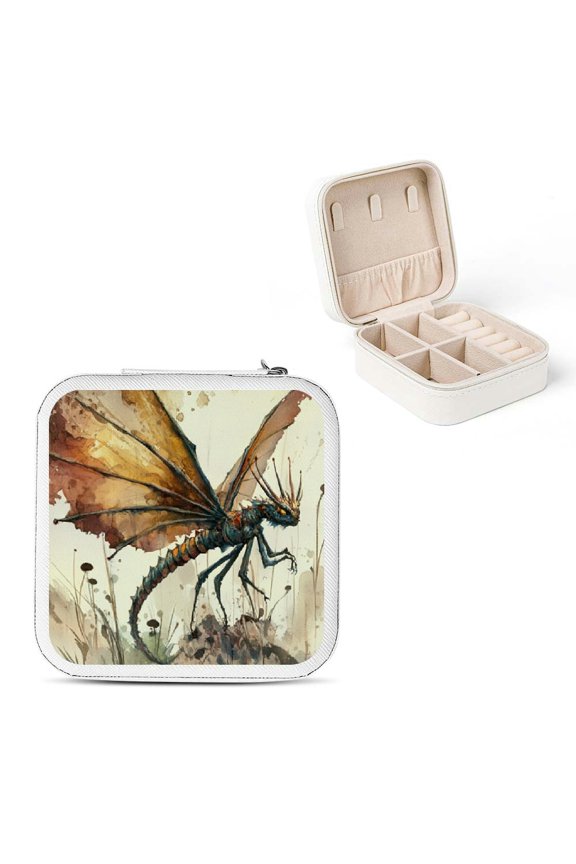 Dragon Wings Fantasy Jewelry Box for Necklaces, Rings, Earrings - Compact Travel Size with Multiple Storage Spaces White