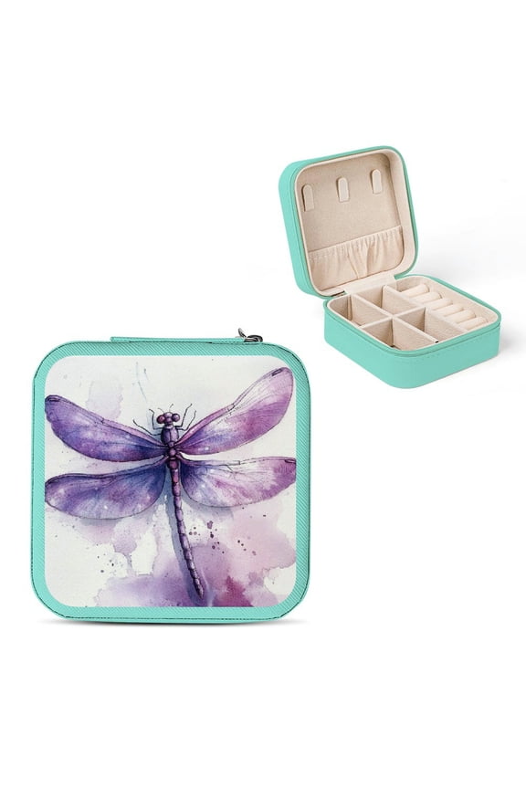 Dragonfly Jewelry Box Travel Case for Necklaces Rings Earrings Green