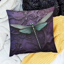 Creowell Dragonfly Plants Fantasy Farmhouse Decor Pillow Covers Set for Home Sofa Couch 18x18in