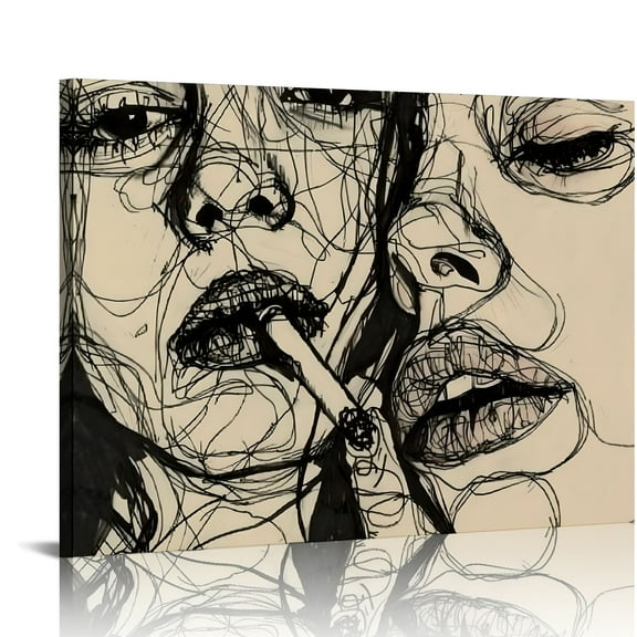 Creowell Drawing Canvas Wall Art Print Home Decor Ready to Hang Living Room Bedroom Office Wall Decor 20x16in