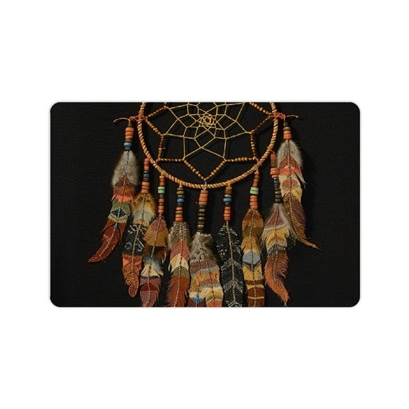 Creowell Dream Catcher Feathers Circle Bath Mat Quick Drying Home Decor 24x16in